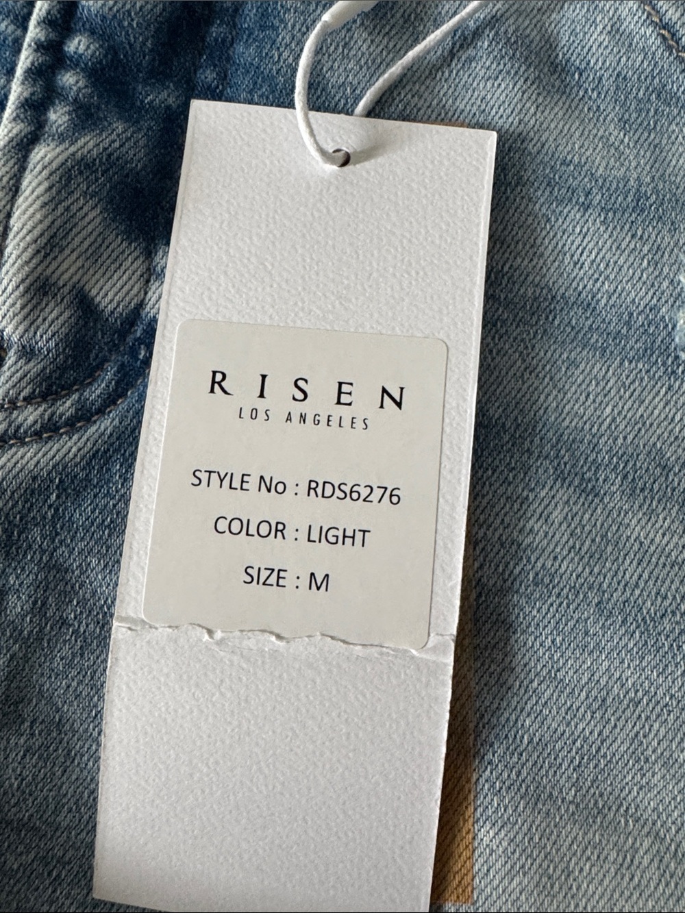Risen Light Blue Distressed Boyfriend Denim Shorts - Picture 2 of 4